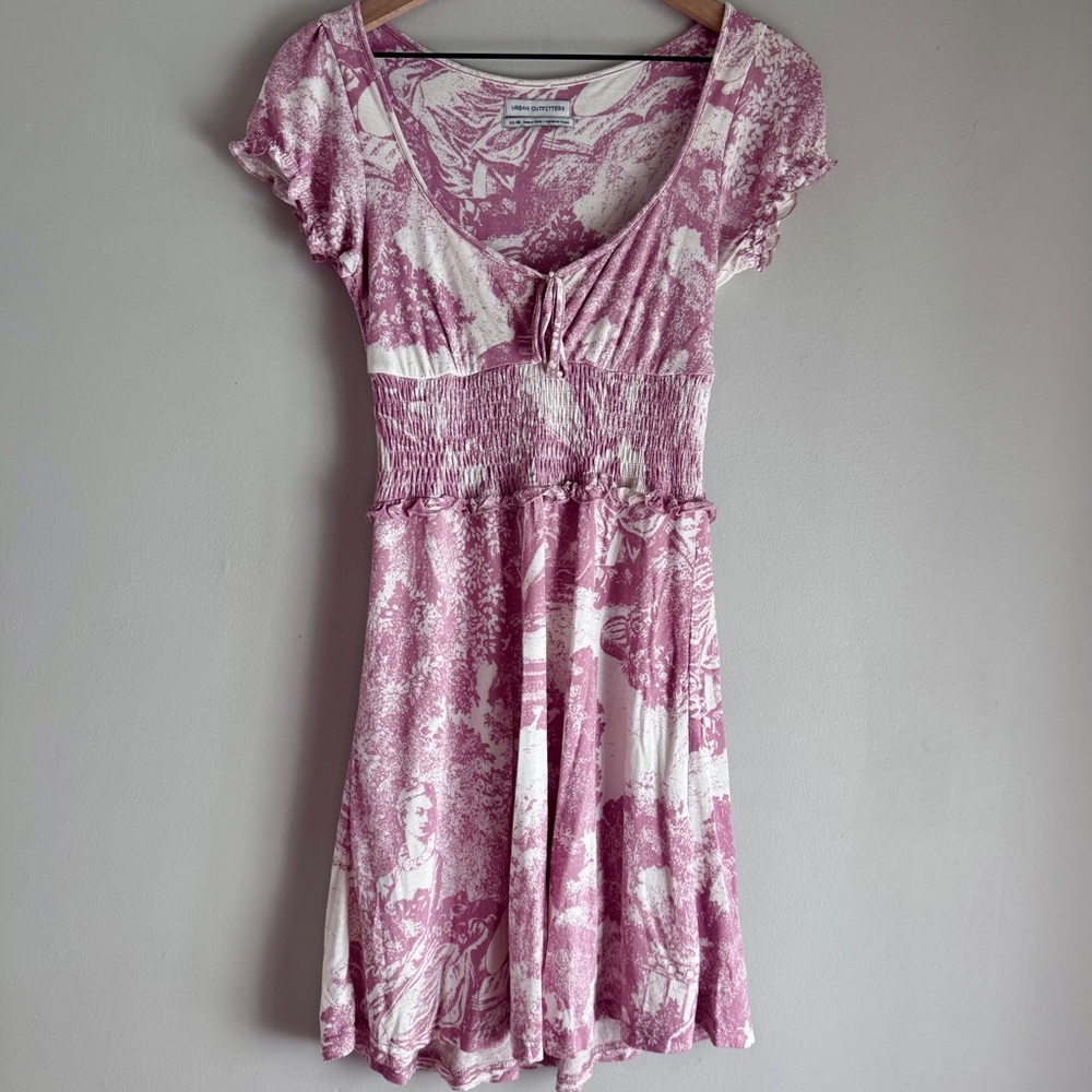 Urban Outfitters Pink Charlie Knit Short Sleeve Printed Mini Dress Size XS